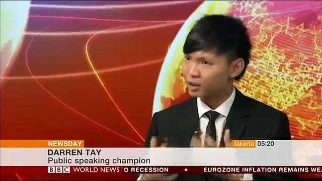BBC World News Interviews Toastmasters World Champion of Public Speaking Darren Tay