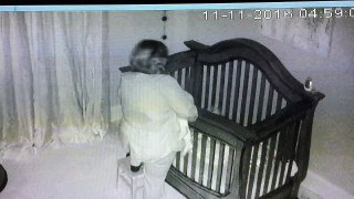 Grandma falls into crib