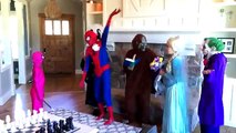 Spiderman & Frozen Elsa vs Maleficent & Poison Ivy! w Pink Spidergirl Joker Anna & Cotton Candy