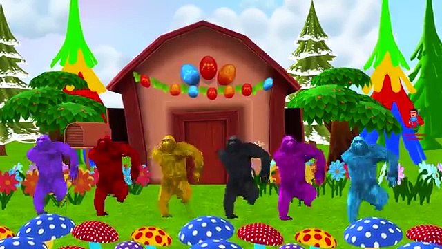 Dinosaur Attack People Animals Finger Family | Gorilla Nursery Rhymes | Animals Rhymes Collection