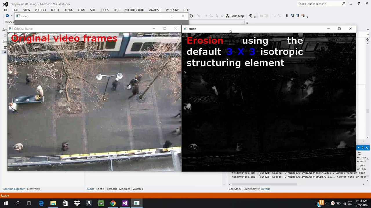 Erosion using the default 3 X 3 isotropic structuring element