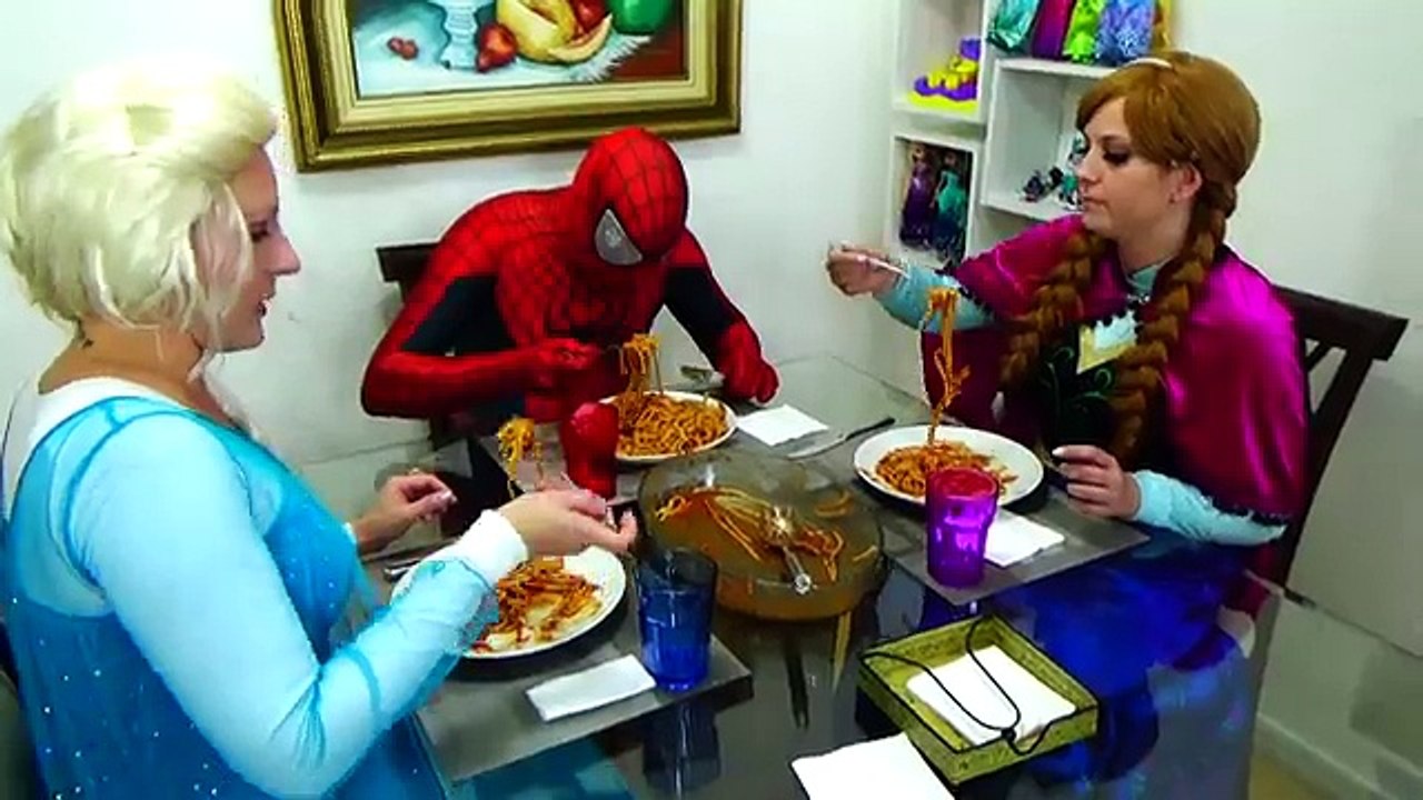 Spiderman Poo Fire with Frozen Elsa & Anna vs Joker Chili Prank - Fun Superheroes Movie In Real Life