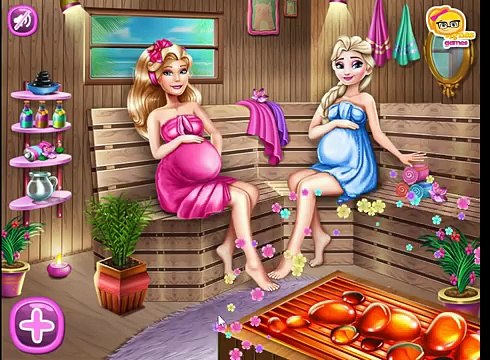 ♥ Barbie And Elsa Pregnant Sauna Games For Kids Dress Up And Makeover Sauna Game