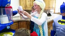 Elsa ICE PALACE Makes GIANT CANDY SLIME SNOW CONES! Wonder Woman, Spiderman, Batman, Superman, Thor