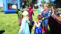Spider man & Superman vs Funny JOKER PLAYGROUND Prank! Elsa Anna Pink Spidergirl Hulk Batman Comics
