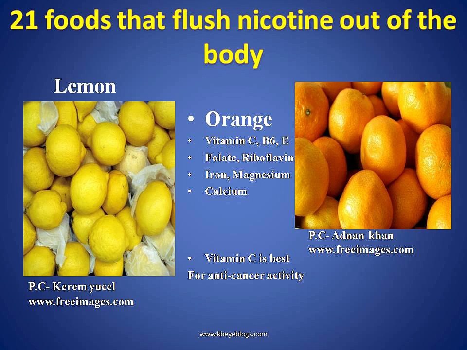 Foods that helps to flush out nicotine from body