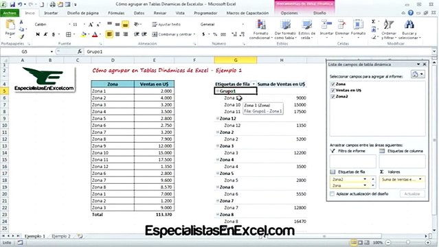 Agrupar información en Tablas Dinámicas de Excel