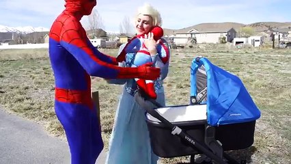 UGLY FROZEN ELSA MAKE UP PRANK vs SPIDERMAN w/ Joker Girl and Batman - Superheroes Real Life
