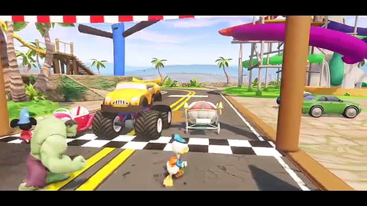 Mickey Mouses Car with Donald Duck and HULK playing fun with more Nursery Rhymes Songs Kids