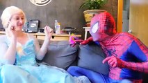 Frozen Elsa Loses Eyes vs Spiderman! w/ Pink Spidergirl T-Rex Joker & King Kong Fun Superhero