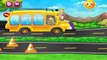 Дети Гараж и желтый автобус который попал в аварию игры от говорящего кота Тома