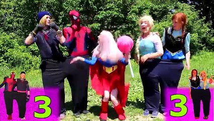 Spiderman vs Frozen Elsa Twin Challenge! w Pink Spidergirl, Anna & Kristoff, Maleficent & Joker