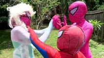 Spiderman vs Frozen Elsa vs Joker vs Pink Spidergirl GIANT Pizza Donut Ice Cream Fun Superhero