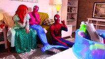 Is Spiderman Kissing Cinderella?! w/ Frozen Elsa & Anna, Pink Spidergirl Mermaid, Catwoman & Joker