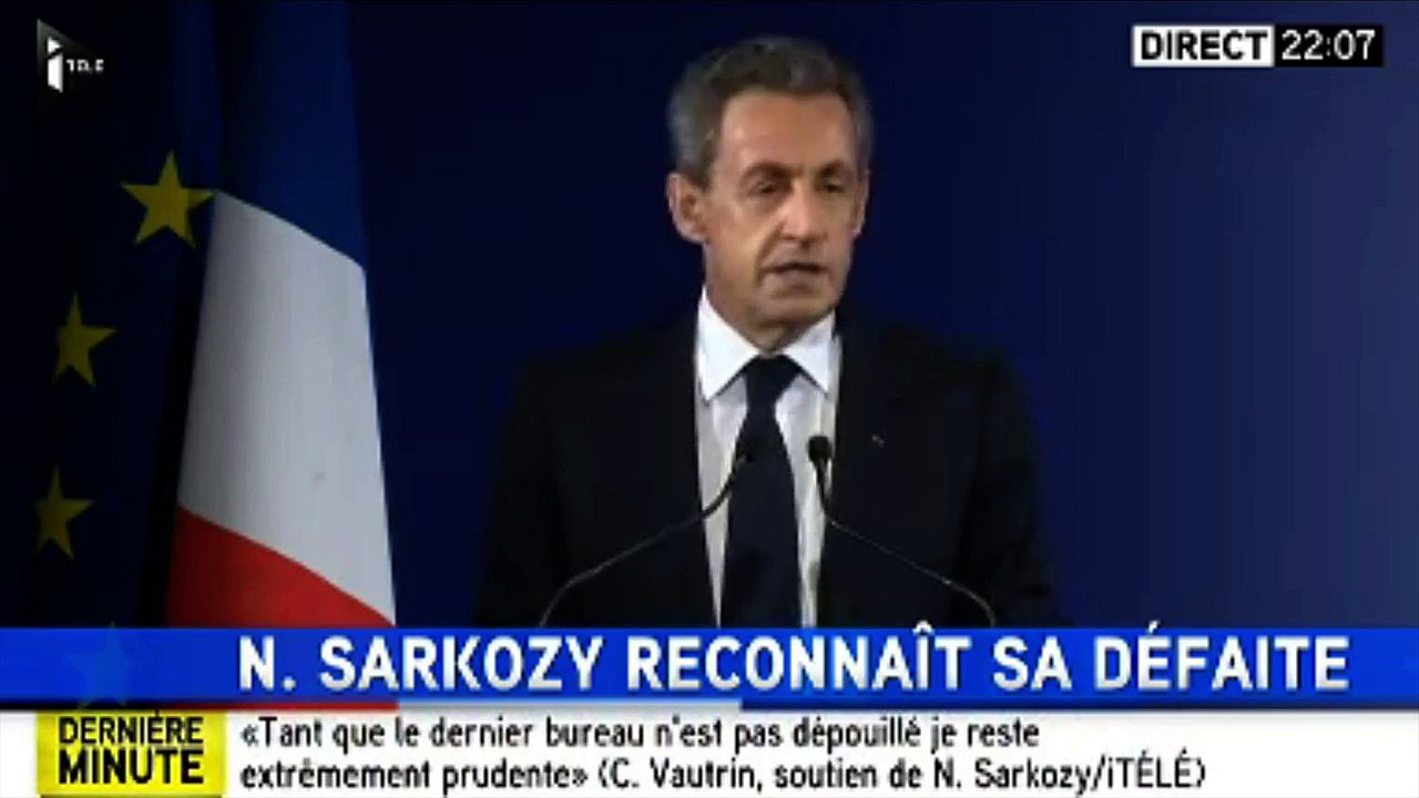 Primaire de la droite : le discours d'adieu de Nicolas Sarkozy (i-Télé)