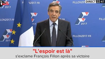 "L'espoir est là", s'exclame François Fillon après sa victoire