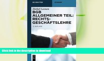 READ BOOK  Bgb Allgemeiner Teil: RechtsgeschÃ¤ftslehre (De Gruyter Studium) (German Edition) FULL