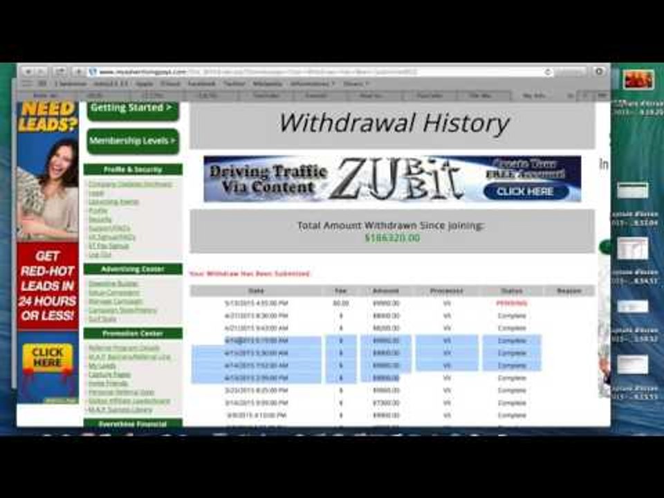 retraits d argent sur my advertesing pays