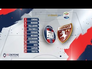 Le formazioni ufficiali di #CrotoneTorino e la video formazione rossoblù