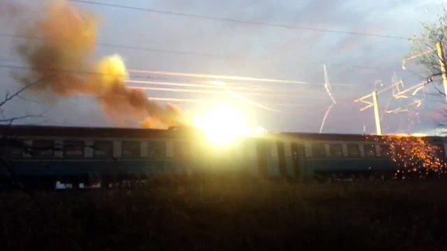 Горит электричка возле Кривого рога