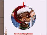 Santa Chihuahua-Double-Sided Round Shaped Flat Aluminum Christmas Holiday Hanging Tree Ornament