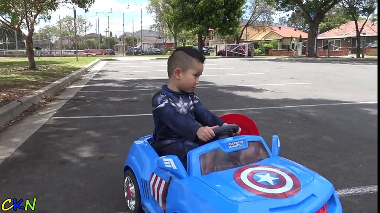 Marvel Avengers Captain America Kids Electric Ride On Car 6V Battery Powered Unboxing Ckn Toys - YouTube