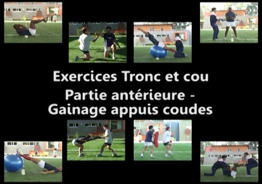 Exercices tronc et cou : partie antérieure gainage appuis coudes