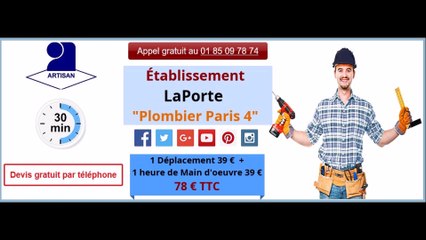 plombier paris 4 à 39€/H tel 01 85 09 78 74