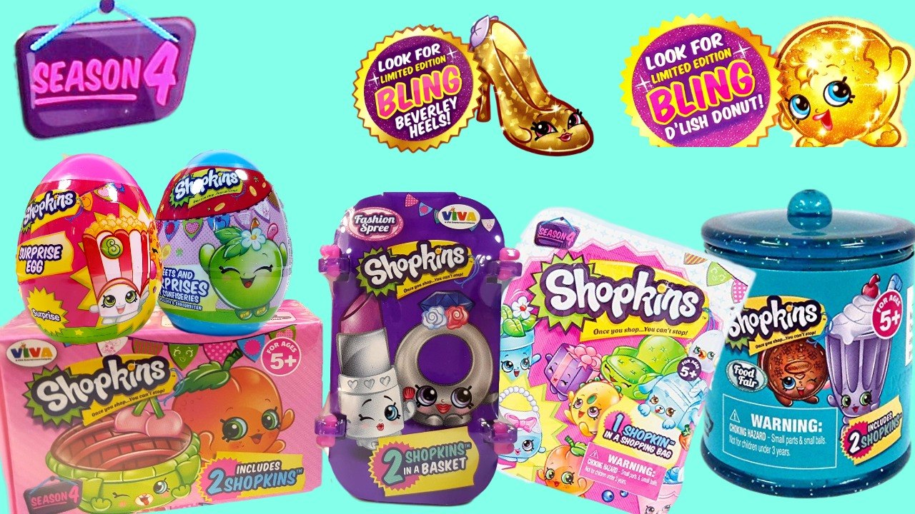 Shopkins Season 4 Mystery Blind Bag Food Fair candy jar + Fashion Spree + shopkins egg surprise
