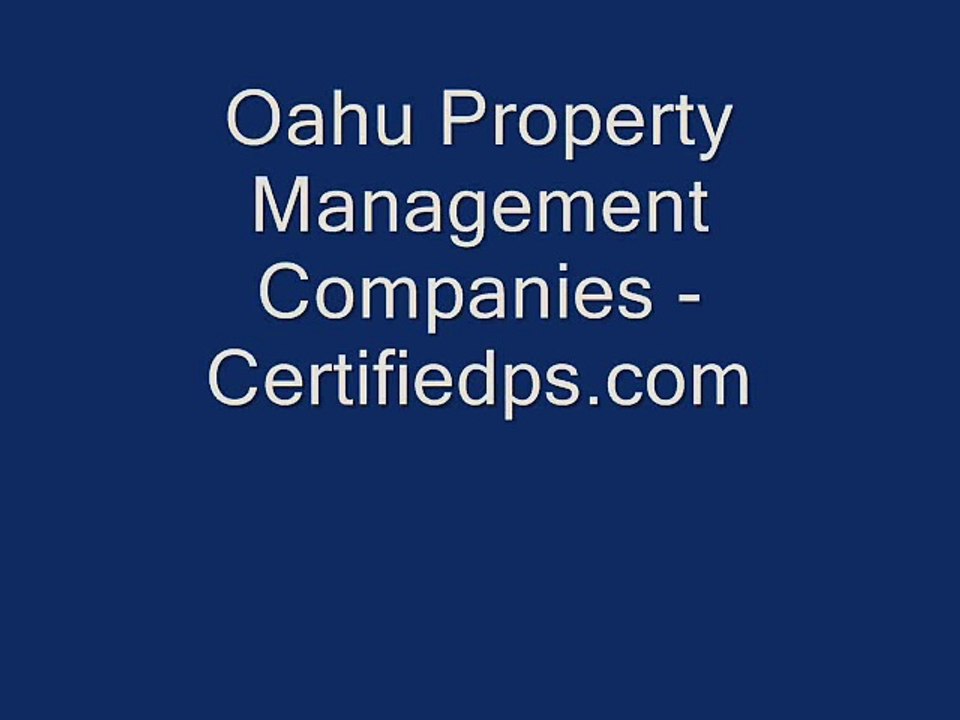 Oahu Property Management Companies - www.certifiedps.com