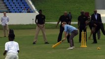 Prince Harry plays cricket in Antigua