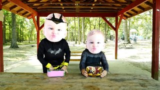 Crying Baby Superheroes in Real Life BATMOBILE Superhero Batman SILLY BIG HEAD BABIES IRL