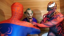 Spiderman vs Carnage vs Joker Spiderman Sauna Bath Real Life Superhero Movie Battle for Kids