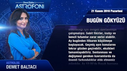 21 Kasım 2016 Pazartesi Bugün Gökyüzü