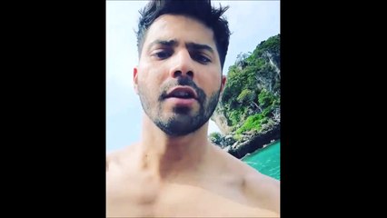 Varun Dhawan takes a dip into sea during an AD Shoot