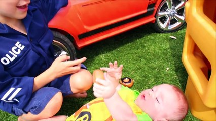 POLICE BABY Escape JAIL Baby PRISON IRL In Real Life Power Wheels COPS STEAL McDonald's Food