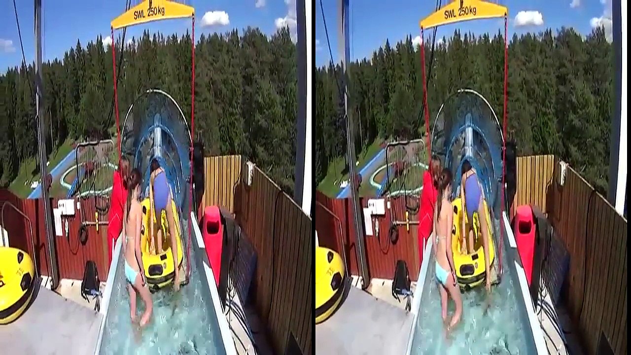 Fast Rollercoaster Water Slide at Bø Sommarland - 3D VR - Side By Side - Google Cardboard