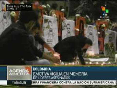 Colombia: realizan vigilia en honor a líderes campesinos asesinados