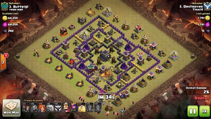 Clash of Clans TH9 GoWiVa 3 STAR ATTACK