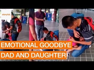 Emotional Goodbye Between Dad and Daughter at Airport