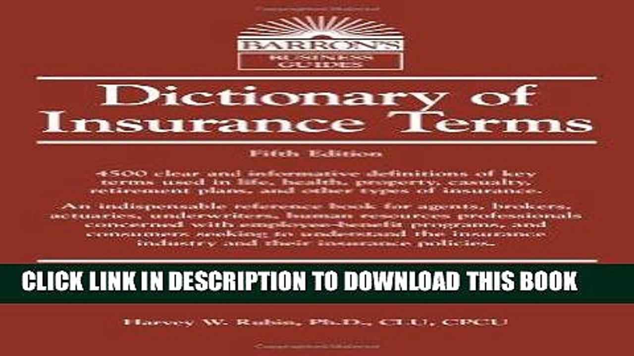 [READ PDF] Kindle Dictionary of Insurance Terms (Barron s Business Guides) Full Online