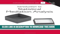 Ebook Introduction to Statistical Mediation Analysis (Multivariate Applications Series) Free Read