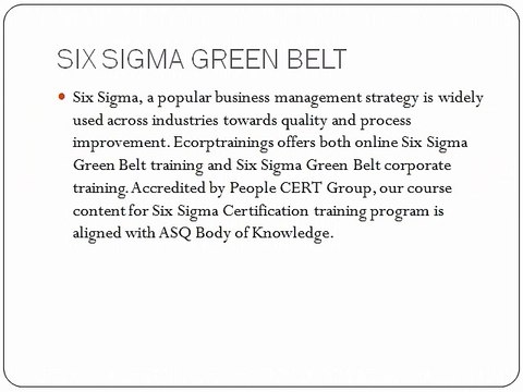 SIX SIGMA GREEN BELT online training by maxmunus