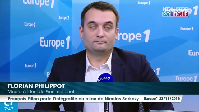 Primaire à droite: pour Florian Philippot, François Fillon porte l'intégralité du bilan de Nicolas Sarkozy