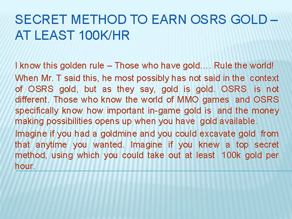 Secret method to earn OSRS gold – at least 100k/hr