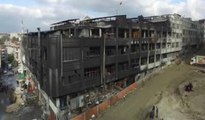 Bayrampaşa'da yanan fabrika bugün havadan böyle görüntülendi
