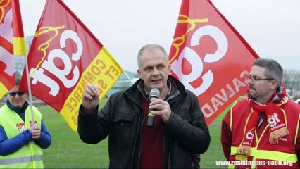 Rassemblement de soutien au secrétaire CGT de Caen le 23 novembre 2016