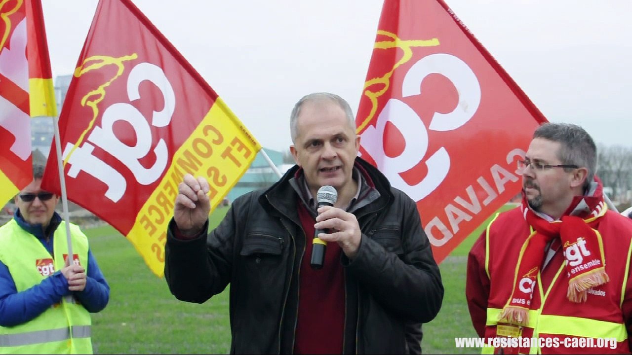 Rassemblement de soutien au secrétaire CGT de Caen le 23 novembre 2016