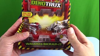 Dino Trucks Toys! DinoTrux Reptools Waldo + Skrap-It UNBOXING + PLAY