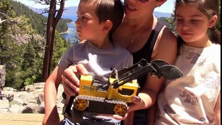 Construction Truck Adventure for Kids - JackJackPlays Tahoe Vacation 2 - Backhoe at Waterfall